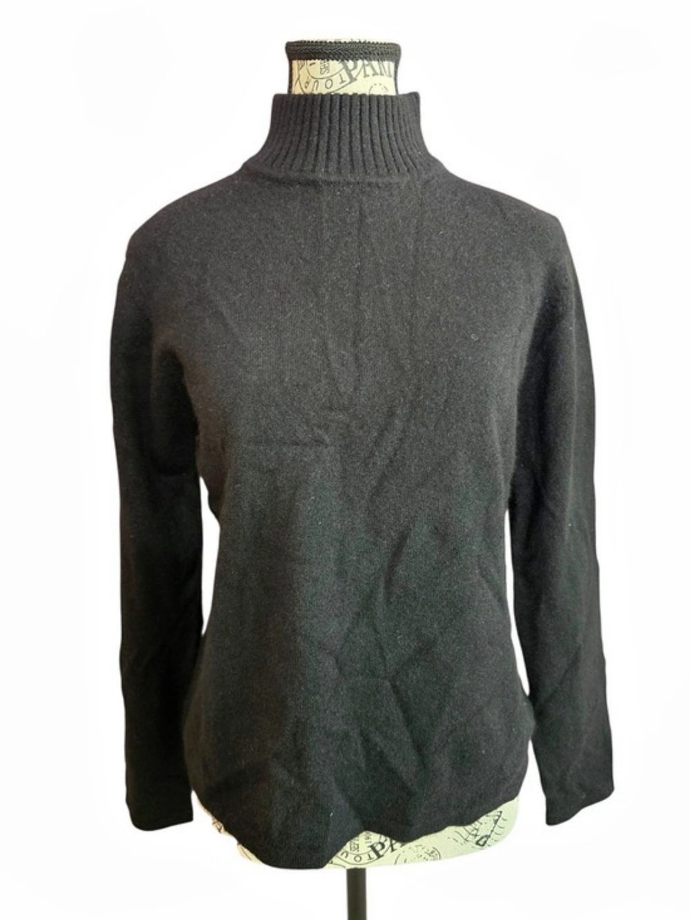 Pursuits LTD Black Cashmere Turtleneck Sweater Large Petite Classic